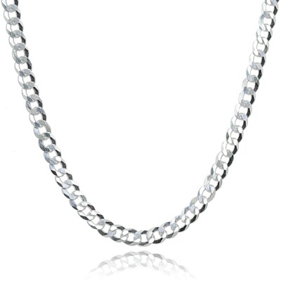925 Silver Italian 3.5mm Diamond-Cut Cuban Curb Link Chain Necklace, 16 Inches