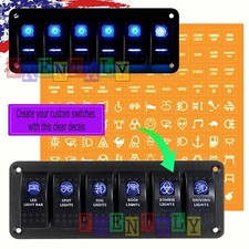 Car Marine Boat 6 Gang Circuit Blue Led Rocker 35a Heavy Duty Switch Panel Car Marine Boat 6 Gang Circuit Blue Led Rocker 35a Heavy Duty Switch Panel