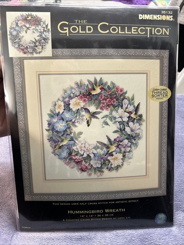 Dimensions Gold Collection Hummingbird Wreath Cross Stitch Kit #35132 NEW