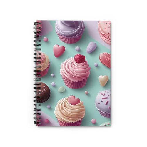 Sweets Notebook with Cute Cupcakes and Candy Pattern, Durable Cover, Cute, Fun - Picture 2 of 5