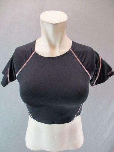 Camiseta Top Zara Talla 11-12 Niñas Negra Mangas Cortas Cuello Redondo Recortada 2G142