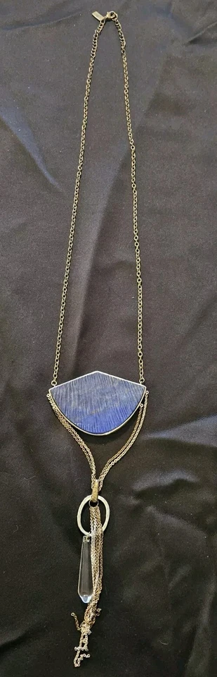Silpada Unreleased Lapis Crystal 2-Tone Brass and Silver Necklace - Image 3 of 4