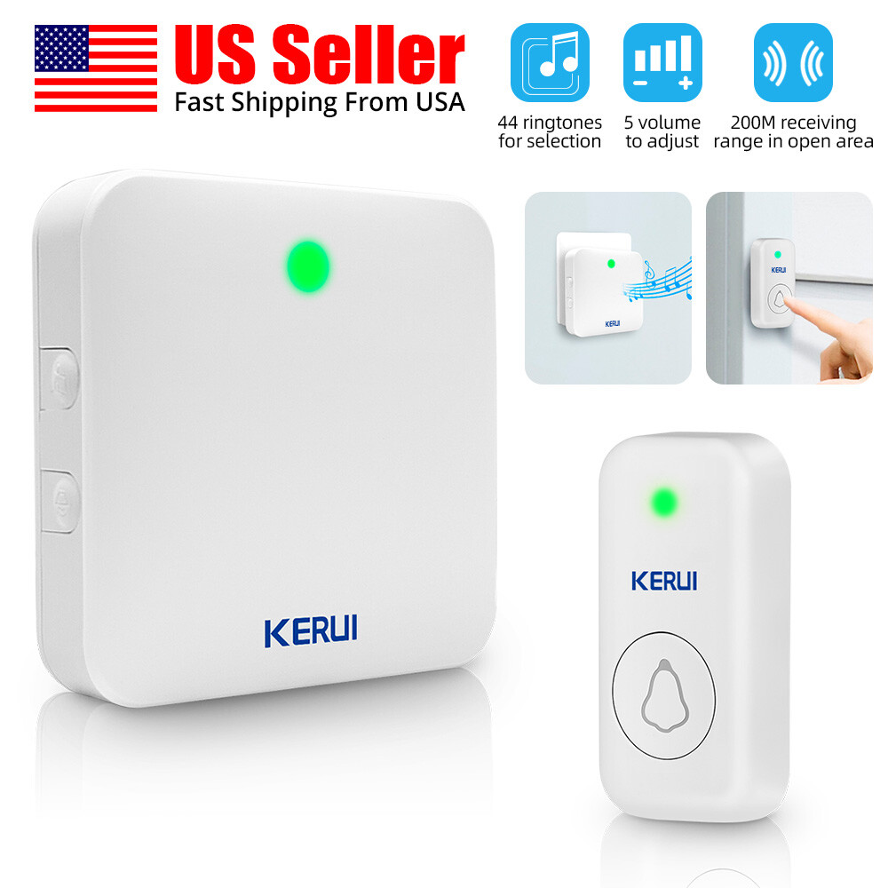 Wireless Waterproof Doorbell with Long Range and Plug-in Chime in White-image