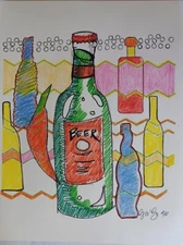 Mixed Media Drawing/ iIlustration  Original Art Cantina Bar Restaurant Sela GUGO