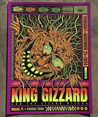 King Gizzard and The Lizard Wizard Poster 11/21 Factory Town Miami