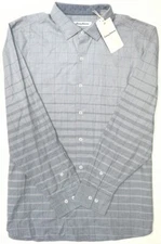 Tommy Bahama Mens Long Sleeve Shirt Ombre Mist Gray Raincloud Plaid Stretch $138