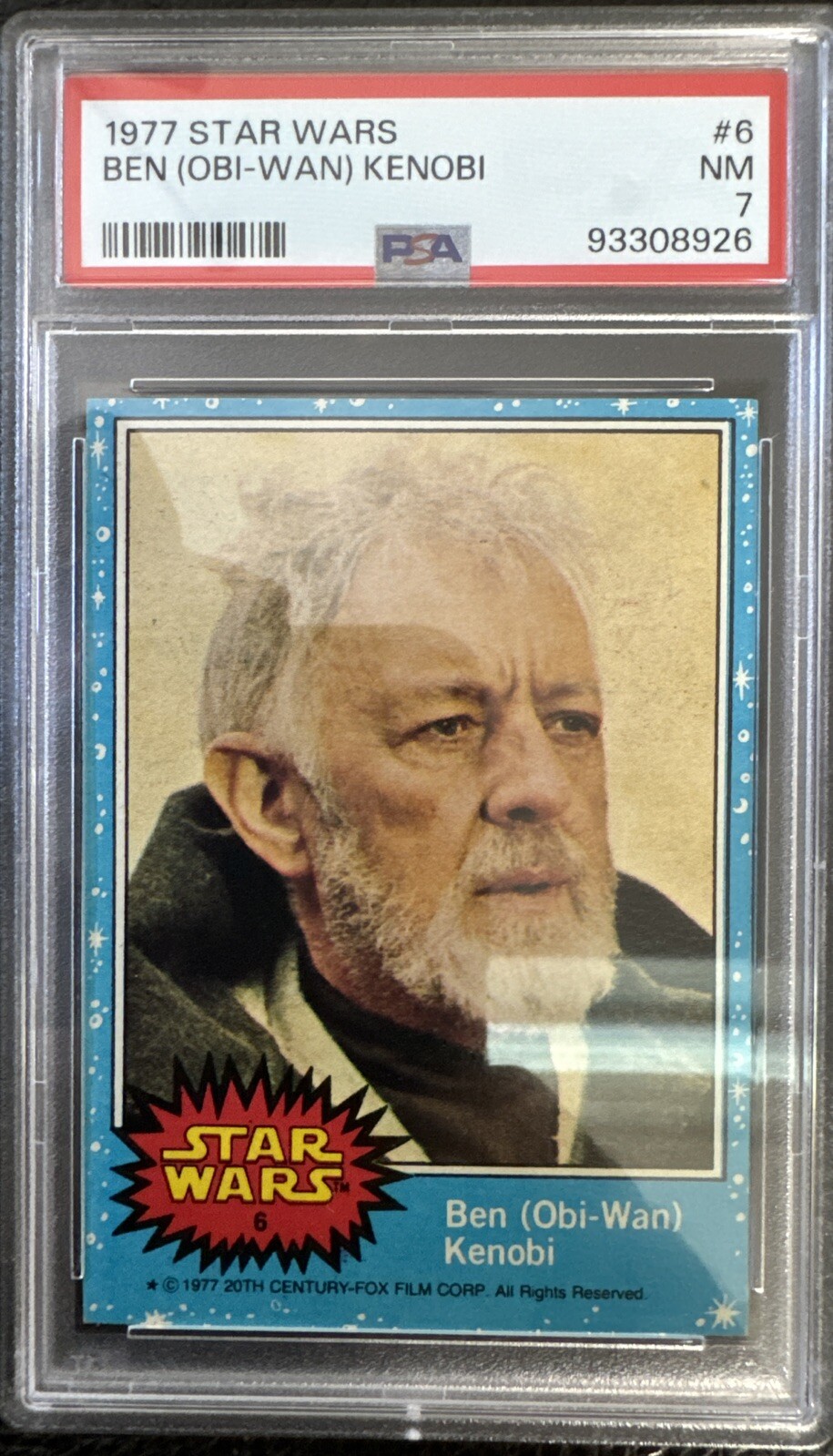 1977 Topps Star Wars #6 Obi Wan Ben Kenobi Blue Border PSA 7