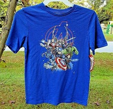 NEW T-Shirt BLUE Size Boys 14/16 XLarge MARVEL AVENGERS Super Heroes Iron Man