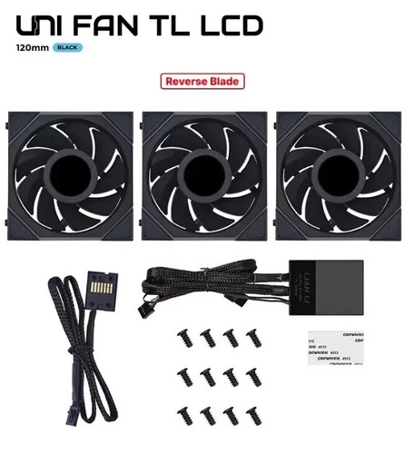 LIAN LI UNI FAN TL120 LCD noir pack de 3 + manette ARGB PWM 120mm boîtier ventilateurs - Photo 3/4
