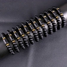12 Zodiac Pattern Bracelet Black Stone Beads 12 Constellation Theme Bracelets