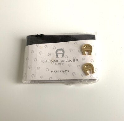 Aigner Manschettenknöpfe vergoldet goldfarben mit Parfumprobe in OVP &Folie NEU