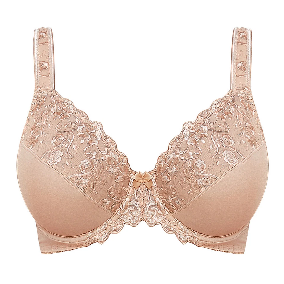 Women's Underwire Unlined Bra Minimizers Non-Padded Full Coverage Lace Plus Size - Image 3 of 4