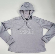 Adidas CLIMAWARM Hoodie Spell Out Gray Sweatshirt Womens Medium
