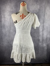 Urban Outfitters Dress Small Eyelet Embroidered Asymmetrical White Side Zip