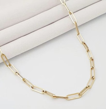 14k Yellow Gold Solid PAPERCLIP Link Chain Necklace 18 Inch 7 grams 3.5MM