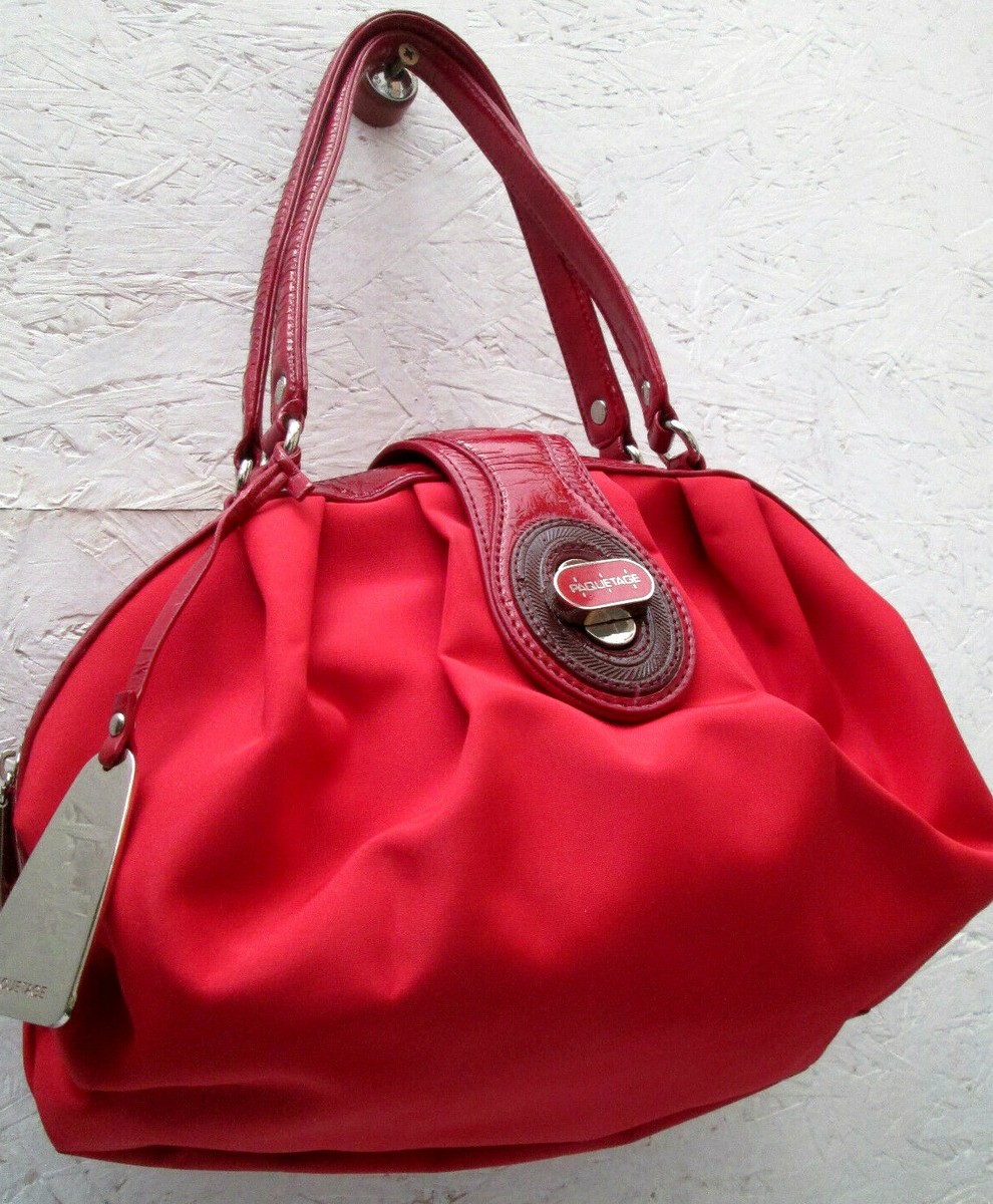 PAQUETAGE sac à main toile/synthétique rouge TBEG authentique bag