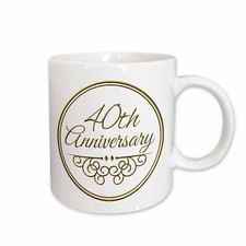 3dRose 40th Anniversary gift - gold text for celebrating wedding anniversaries -