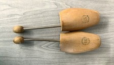 antique pair of wood shoe stretchers with spring,Marke Salamander shoe stretcher