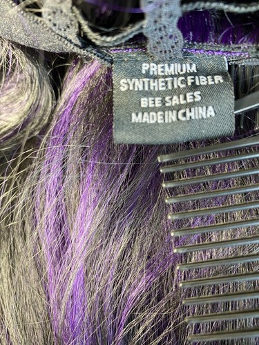 2 Riah Full Wigs Black Purple Bangs Long Soft Layers Change of Hairstyle/Costume - Picture 23 of 24