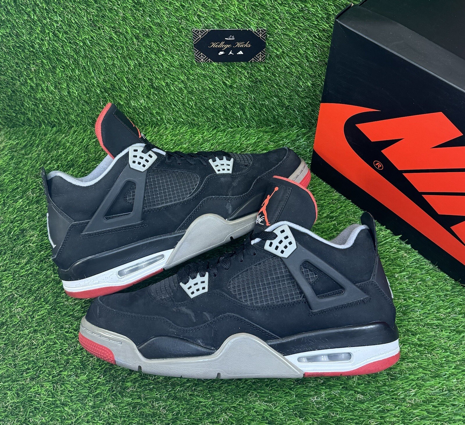 Nike Air Jordan 4 Bred Iv Retro 2012 Size 12 308497 089 Black Red Clean 
