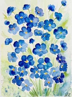 Original Watercolor Painting Forget Me Nots Art Blue Flowers Painting Floral Art Ebay