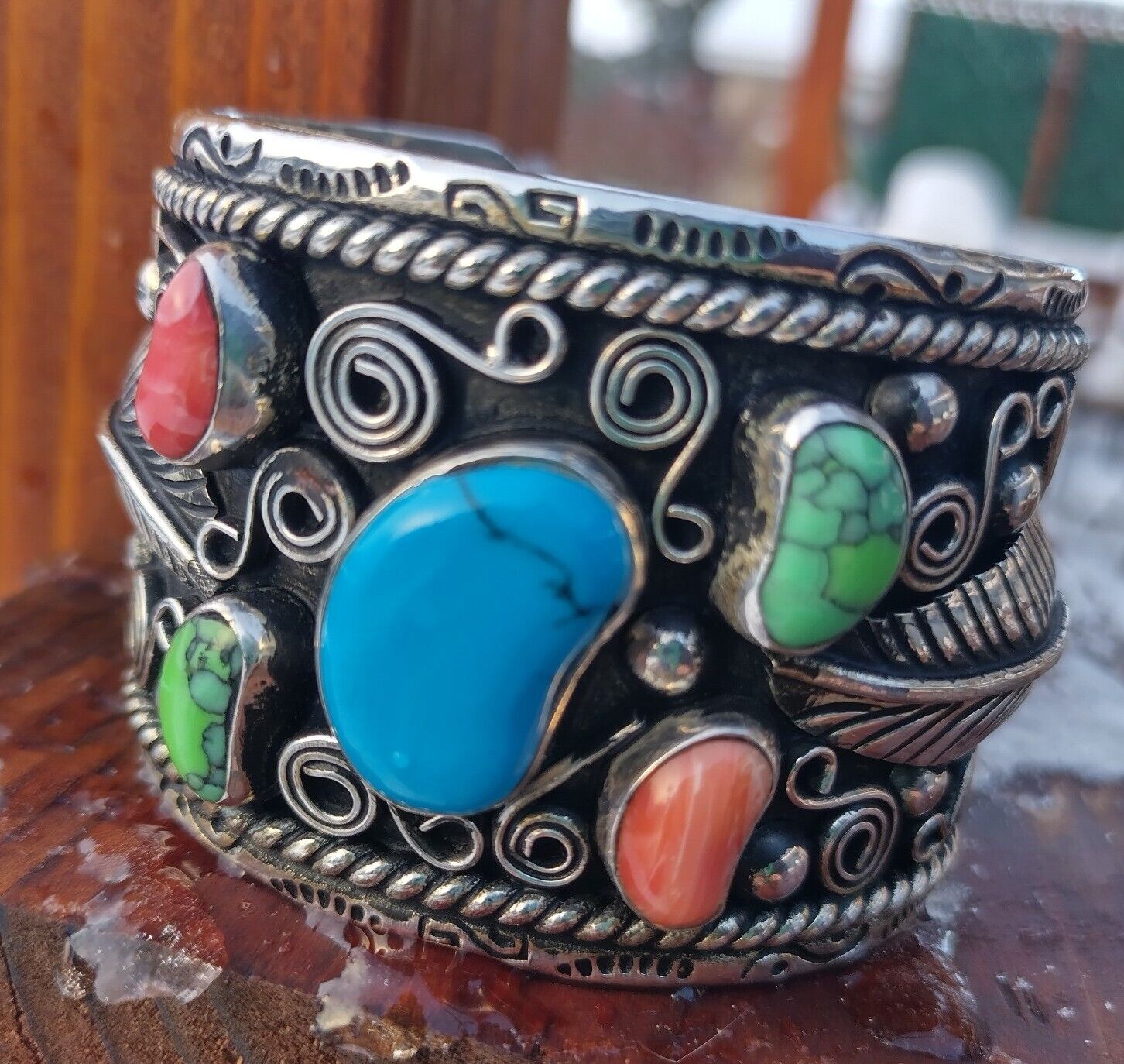 Big Navajo Turquiose Spiney Oyster Sterling Silve… - image 3