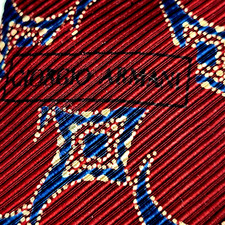 Georgio Armani Italy Men's 100 Silk Neck Tie 4 in x 58 in Wine Multicolor