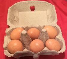 Erzi Pretend Play Wooden Grocery Shop Merchandise 6 Brown Eggs Made In Germany