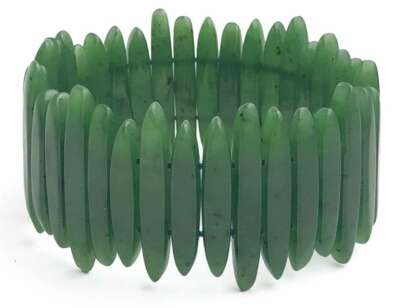 7'' Jade Armband mit langen Jadescherben dehnbar (J-2206-1)