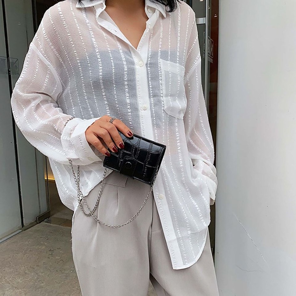 PU Leather Lipstick Pouch With Mirror Shoulder Bag Lipstick Storage