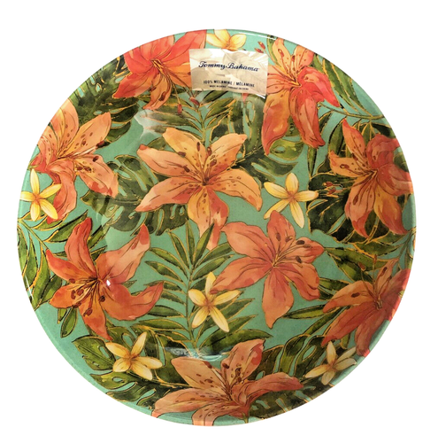 Tommy Bahama 12" Large Serving Bowl Hibiscus Tropical Flowers Melamine Beach - Picture 2 of 5