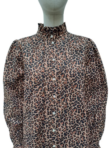 Felicity Baumwollbluse Leopardenmuster Langarm UK 14 1 Corp