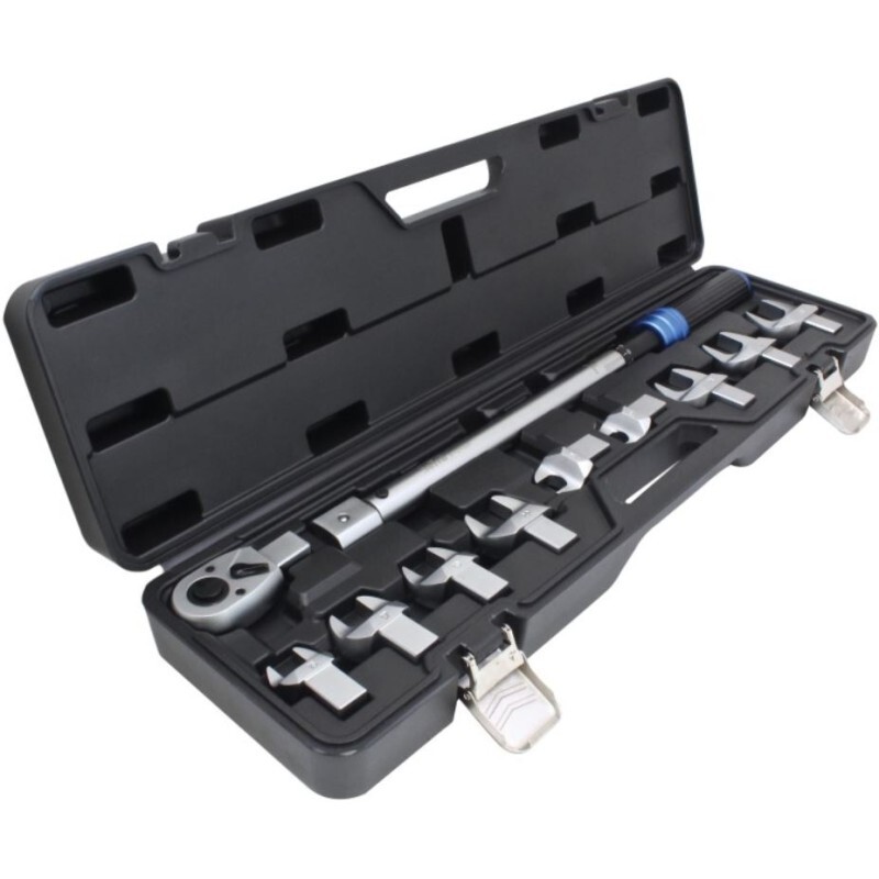 Clé dynamométrique 40-220 Nm avec clé plate de 13 à 30mm et cliquet interchangeable