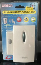 Omega Plug in Wireless Door Chime Flashing Green Light 16 Frequency Codes 70dB
