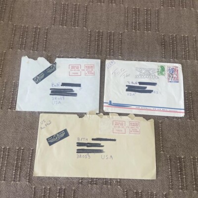 VINTAGE 1982/1983/1984 Postmarked Envelopes from Versailles, France - Lot of 3
