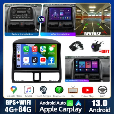 WPG-AUTOPARTS Apple CarPlay For Honda CRV-2 CR-V II 2001-2006 Android 13 Car Stereo Radio GPS