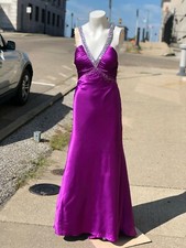 Vintage Mori Lee Madeline Gardner Purple Rhinestone Embellished Gown Dress 6