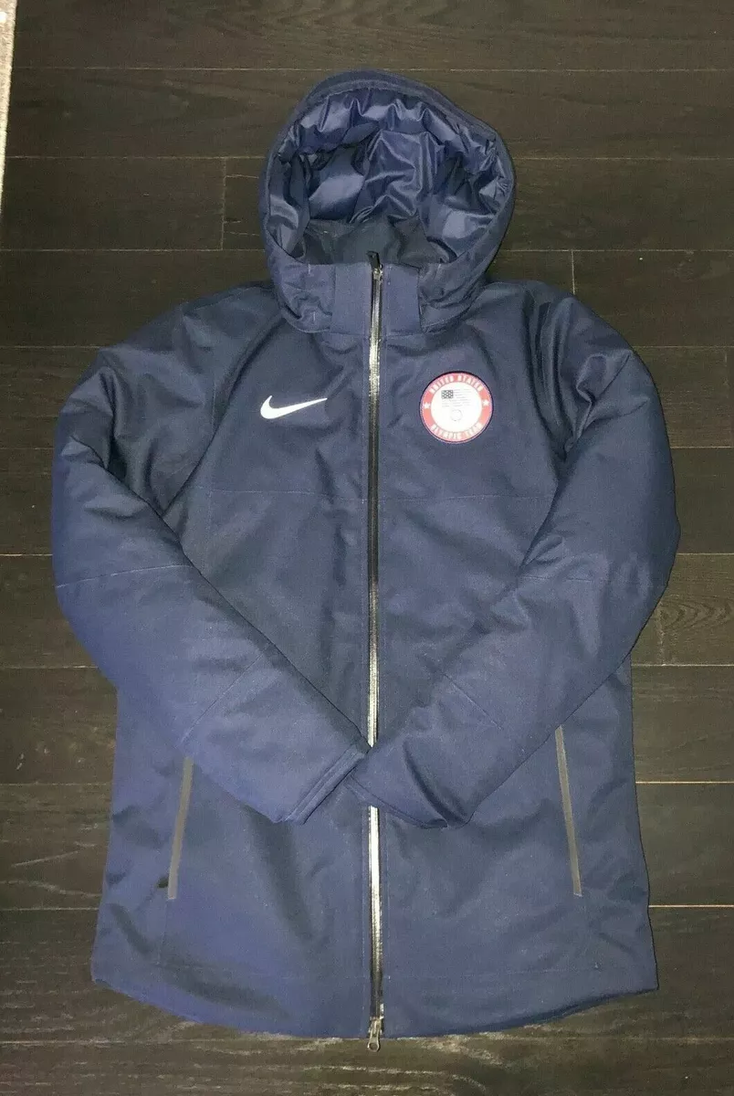 Nike Team USA Olympic DOWN 550 PARKA Jacket Navy Obsidian Blue Men&#039;s S | eBay