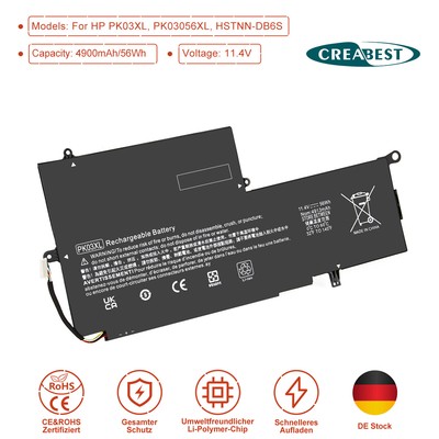 56Wh 11.4V PK03XL 788237-2C1 Akku Für HP Spectre x360 Convertible PC,Pro x360