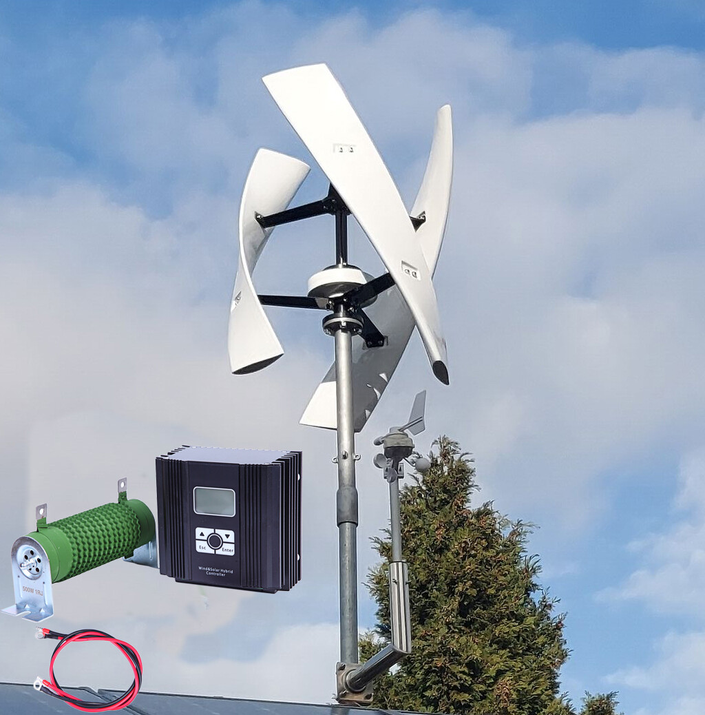 800W Vertikale Windturbine Windgenerator Windkraftanlage, MPPT Hybrid  Laderegler
