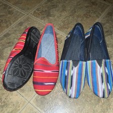 Mexican / Peruvian Sarape Cotton Shoes Multicolor Size 39 / W8 Set of 2 Pairs
