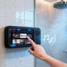 Waterproof box speaker, shower waterproof 360  rotating touch screen IPX5 Water
