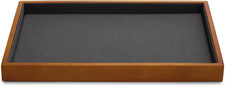 Oirlv Luxury Wooden Jewellery Tray with Dark Grey Velvet Lining Elegant Storage