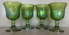 Vintage Indiana Carnival Glass water goblets 5.5” Lime Green Set Of 4