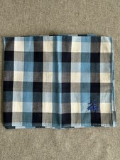 Brooks Brothers Blue Check Cotton Pocket Square