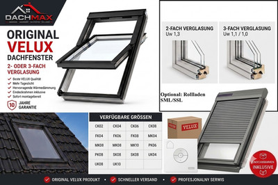 Original VELUX Dachfenster Kunststoff Thermo Energie 2/3Fach GLU GGU +Rollladen