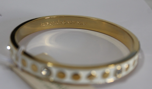 NEW Kate Spade New York Gold Tone Bangle Bracelets Crystal Enamel Spade Accents - Picture 9 of 10