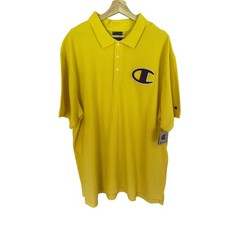 Champion Logo Polo Shirt Big Logo Spell Out Cotton Casual Top 2XL New