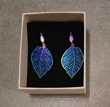 filigraner Edelstahl Schmuck, Ohrringe, Blatt...