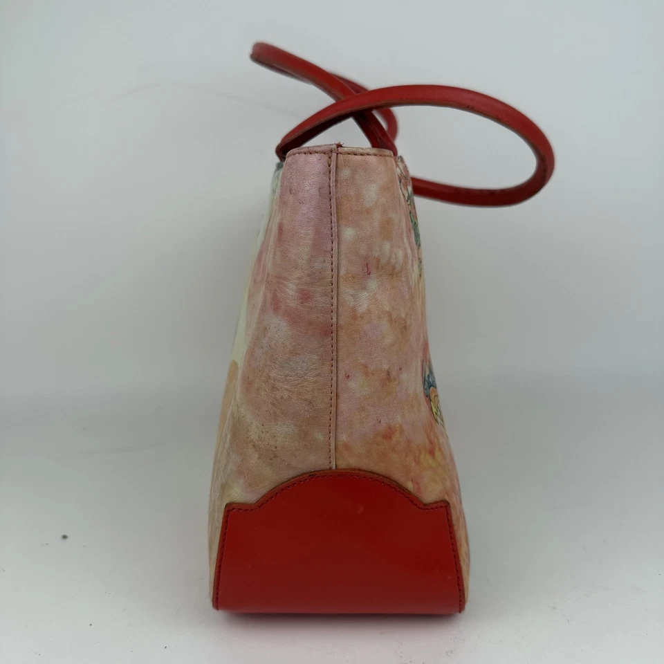 Joan из натуральной кожи наплечная сумка сделано в Италии красный ручки искусства печати сумка с короткими ручками сумочки - Изображение 4 из 4